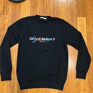 Givenchy Black Crewneck Sweater with Multicolor Logo